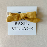 Basil Village Yellow Bow Mini 2x1 sewn bow on large doll headband