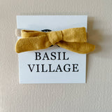 Basil Village Yellow Bow Mini 2x1 sewn bow on large doll headband