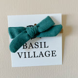 Basil Village Teal Bow Mini 2x1 sewn bow on large doll headband