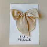 Basil Village Biscuit Bow Medium 5x5 serged hem bow on clip