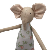 18" Tan Tea Rose Elephant in Sky Blue