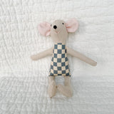 8" Sand Checkered Mouse in Slate Blue