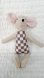 8" Sand Checkered Mouse in Lavender