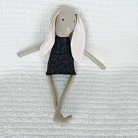 18" Tan Rose Patch Rabbit in Dark Navy