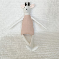 18" White Earth Cow in Textile 2 (Rose Pink)