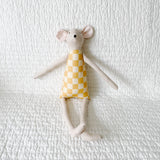 18" Sand Checkered Mouse in Yellow