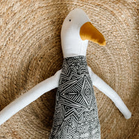 18" White Zebra Bird