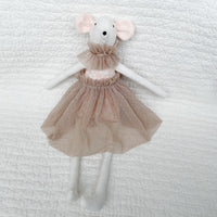 18" Fairy Dress, Neck Ruffle in tan dot