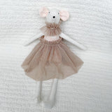 18" Fairy Dress, Neck Ruffle in tan dot
