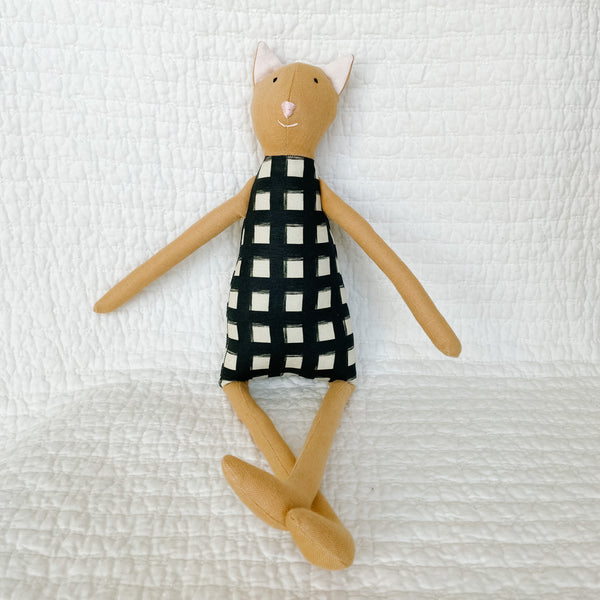 18" Honey Gingham Cat in Black
