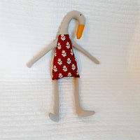 18" Tan Runner Duck in Cranberry Daisy