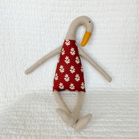 18" Tan Runner Duck in Cranberry Daisy