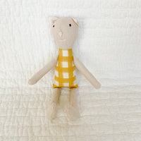8" Sand Gingham Cat in Yellow