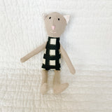 8" Tan Gingham Cat in Black