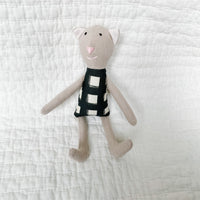 8" Tan Gingham Cat in Black