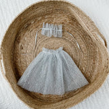 18" Fairy Dress and Neck Ruffle in Silver Filament