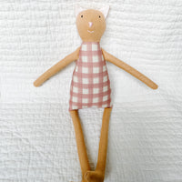 18" Honey Gingham Cat in Mauve Pink
