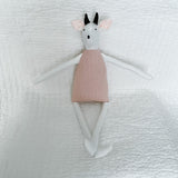 18" White Earth Cow in Textile 2 (Rose Pink)