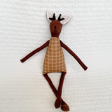 18" Brown Deer with Antlers in tan windowpane